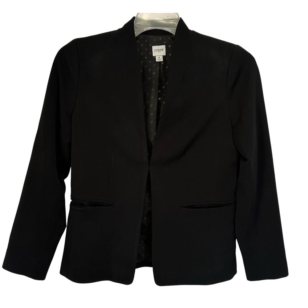 J. Crew Broadway Blazer Jacket Black AB452 Size 4 - Picture 4 of 11